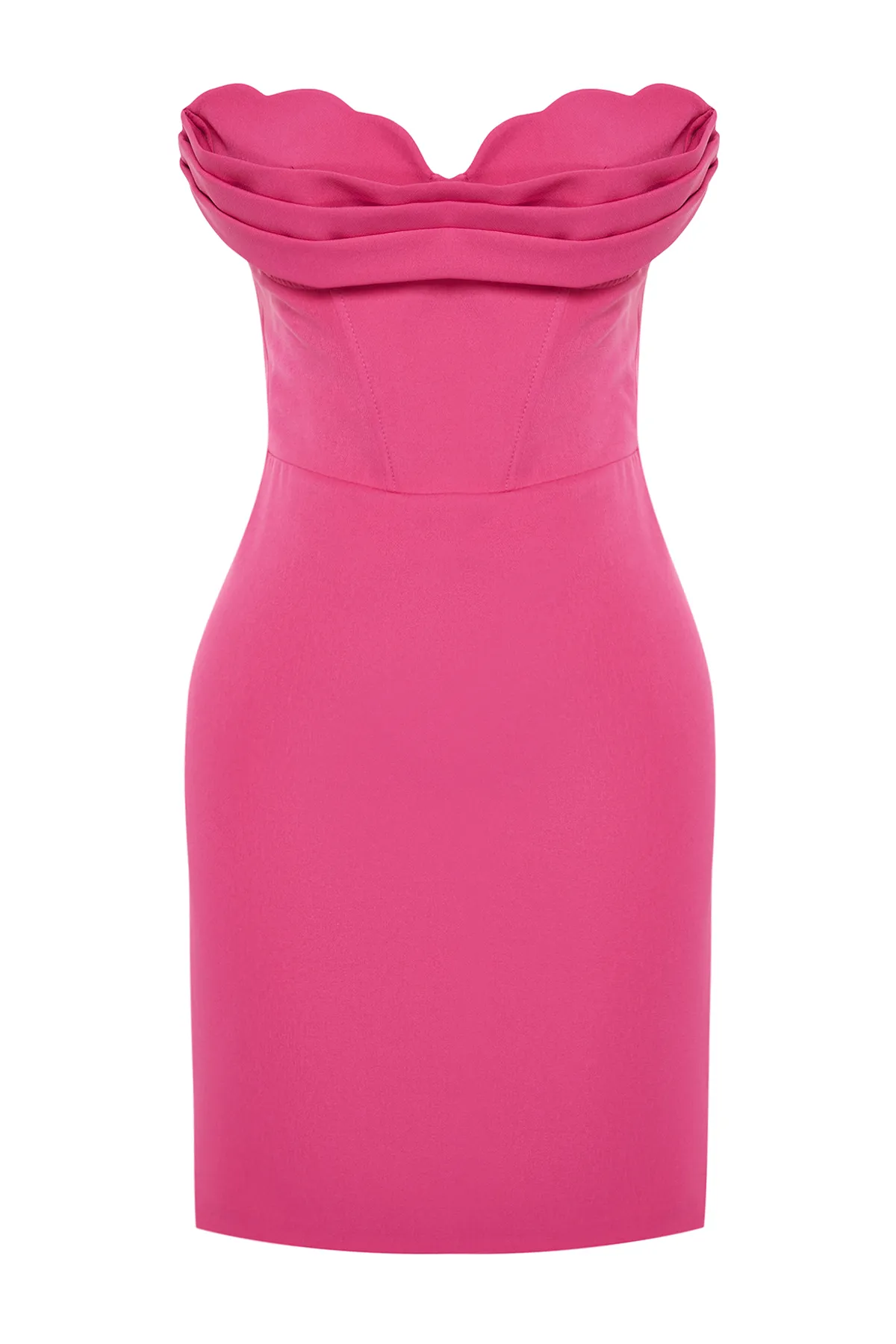 Trendyol Collection  Fuchsia, figurbetontes, gewebtes Korsett, detailliertes, elegantes Abendkleid TPRSS24EL00071