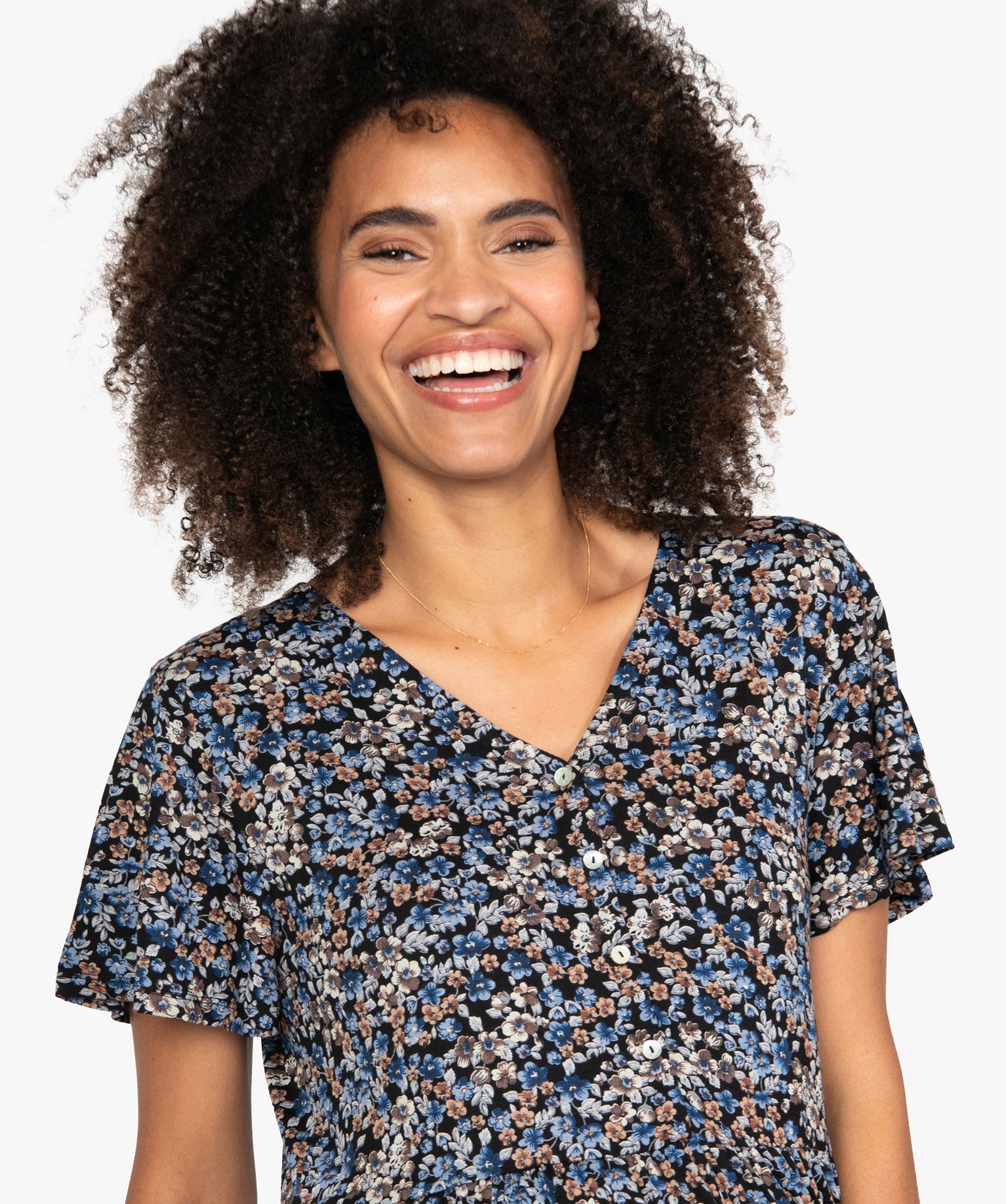 Robe de grossesse et allaitement ample à motif fleuri imprime | GEMO