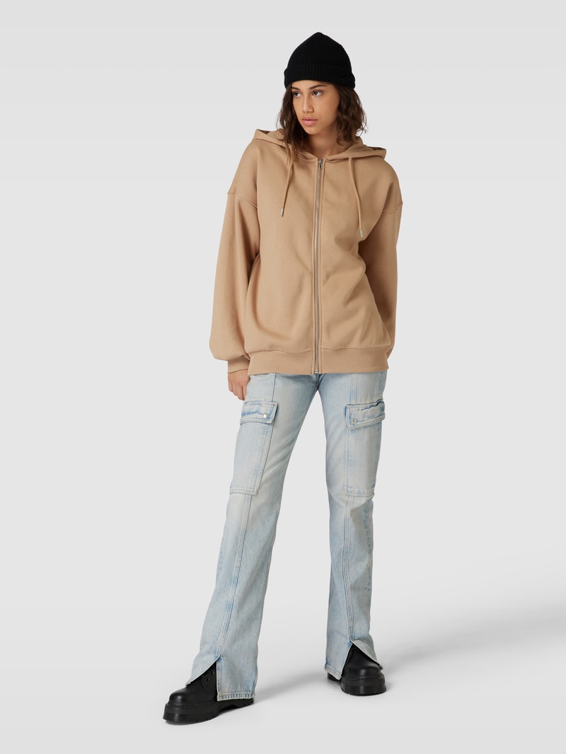 Oversized Sweatjacke mit Kapuze in sand