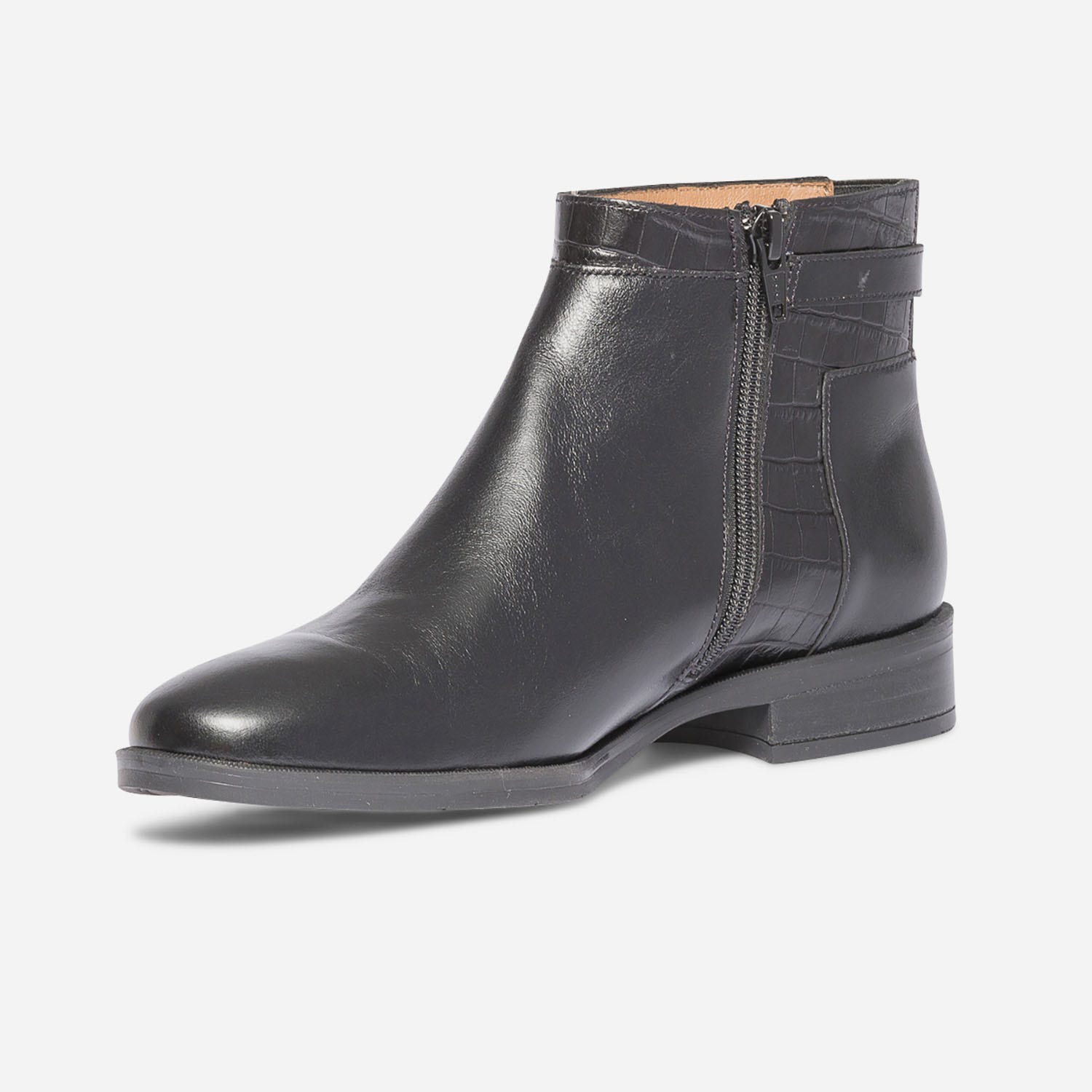 Boots ERAM FLEX noir en cuir avec effet croco