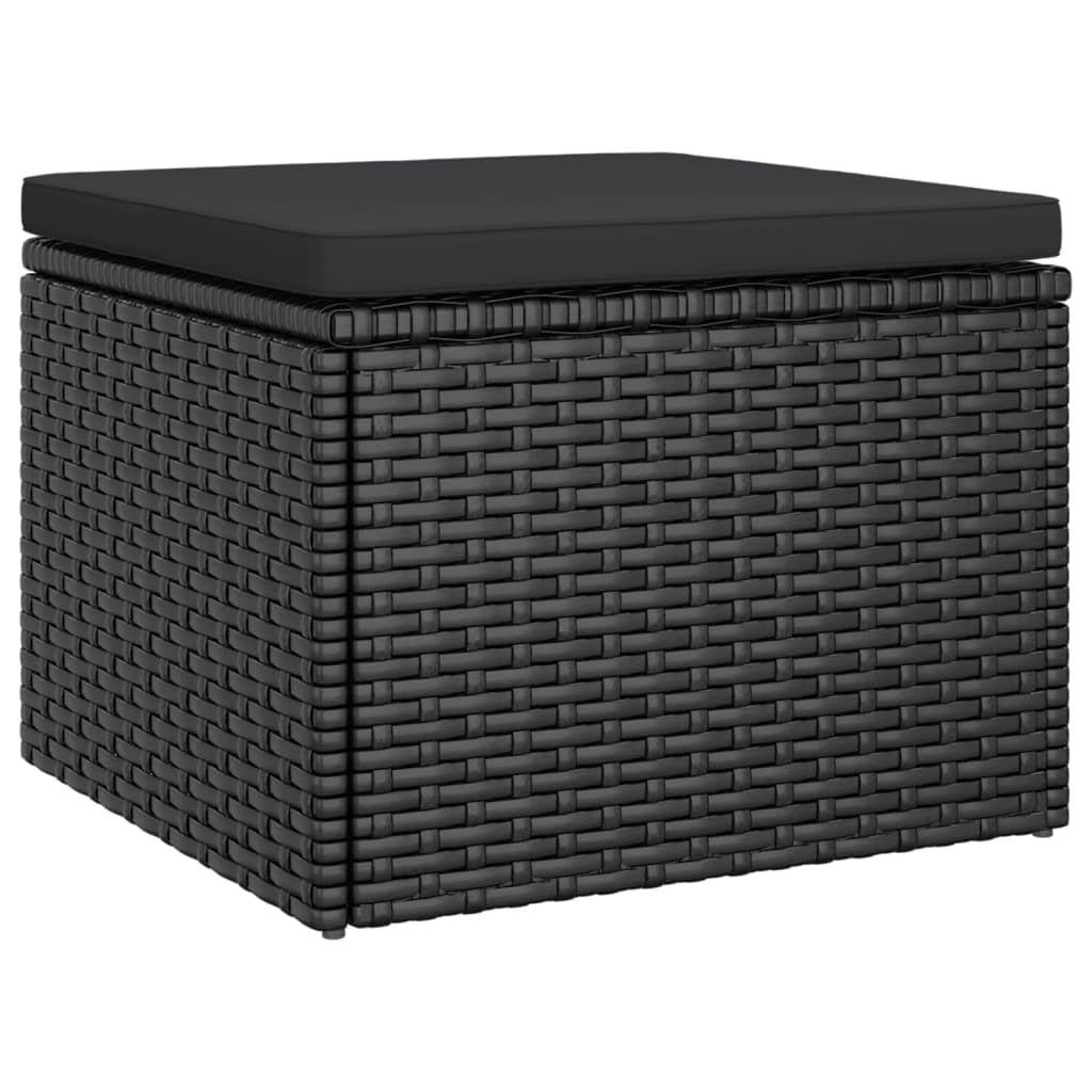 vidaXL Loungesofa 3-Sitzer-Gartensofa mit Dach und Fußhocker Schwarz Poly Rattan, 1 Teile