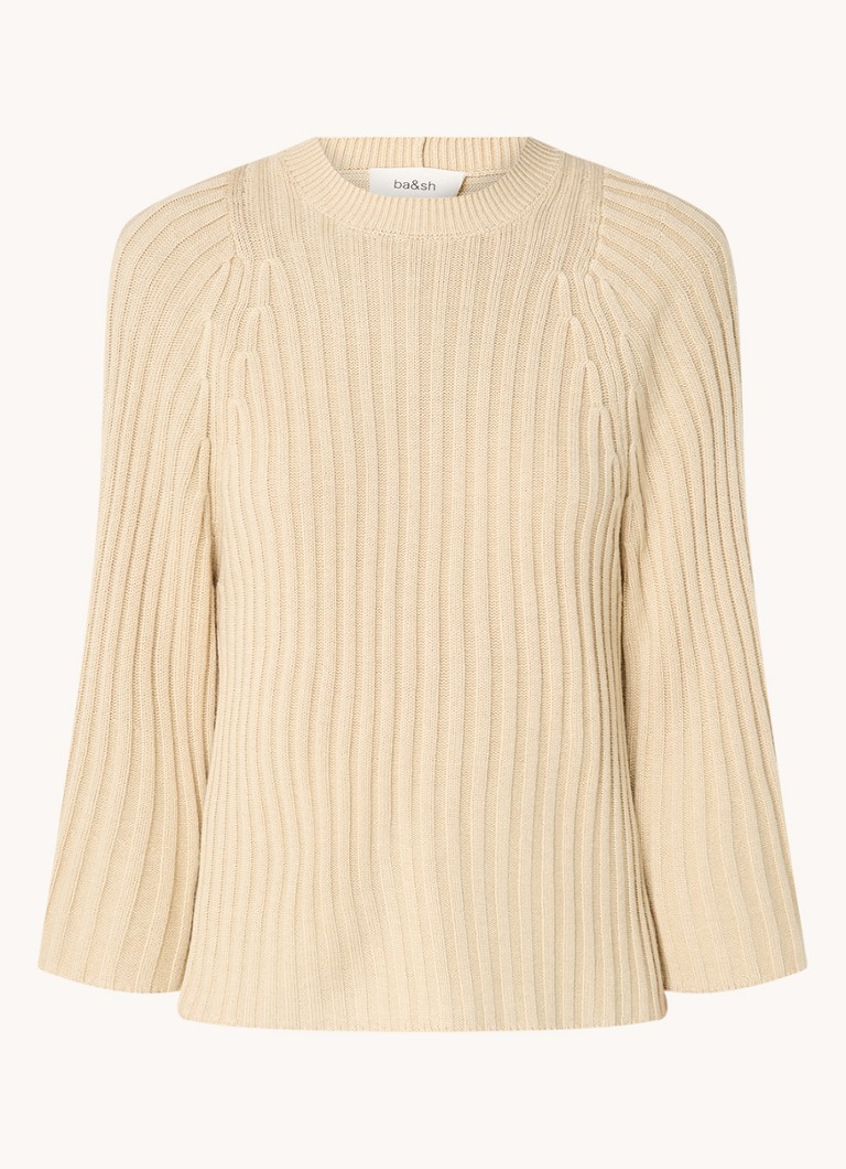 ba&sh Rib-knit sweater in wool blend with trumpet sleeves