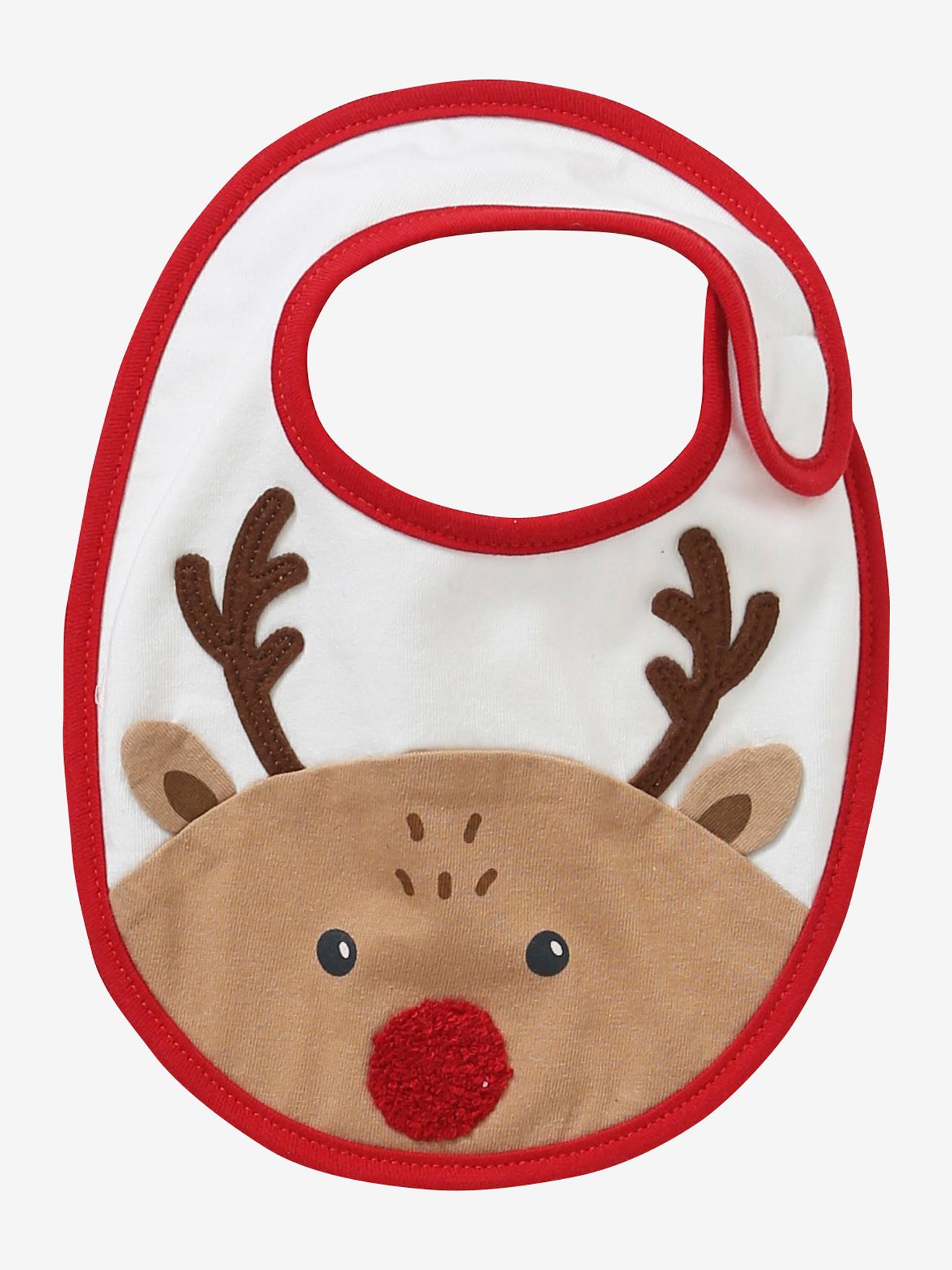 Lot de 3 bavoirs bébé spécial Noël capsule famille rouge/écru