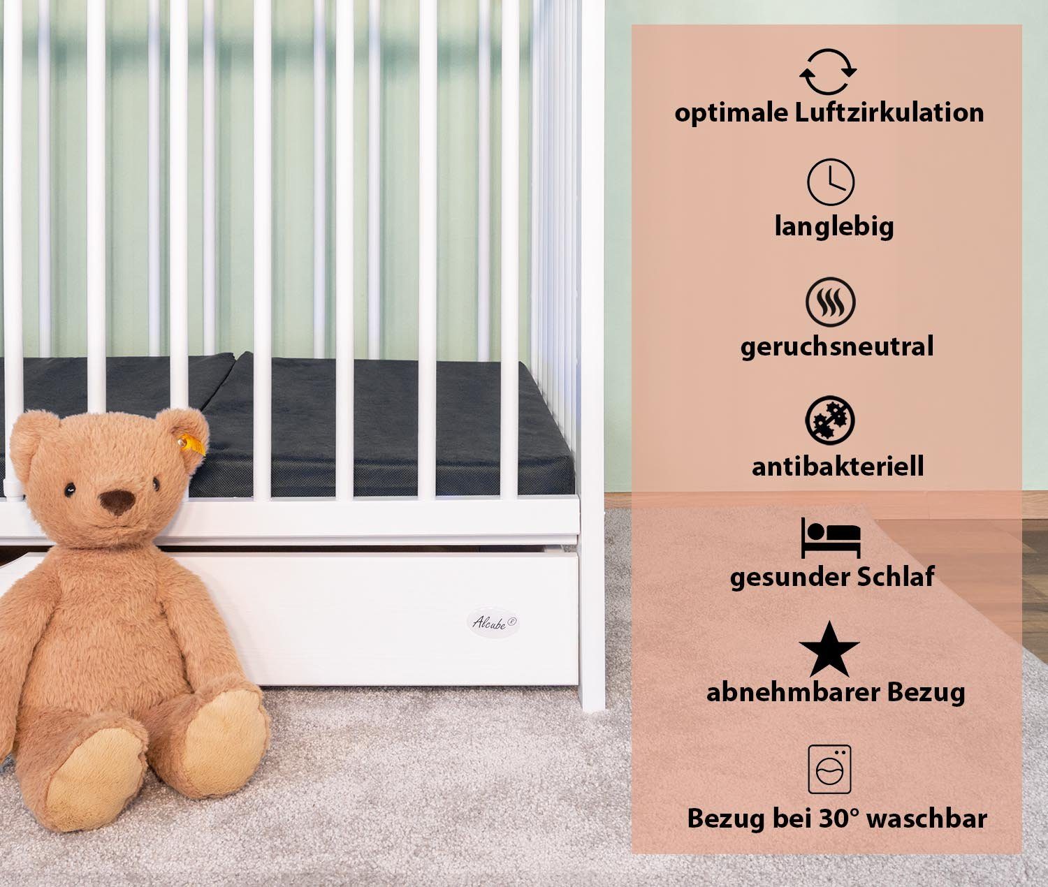 Klappmatratze Komfort Reisebettmatratze Faltmatratze, Alcube, 4.5 cm hoch, (Set, praktischer Tragetasche), Reisebettmatratze 60x120 cm - Matratze für Baby