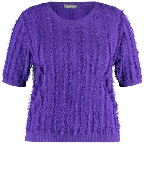 Kurzarmpullover mit Fransen-Details