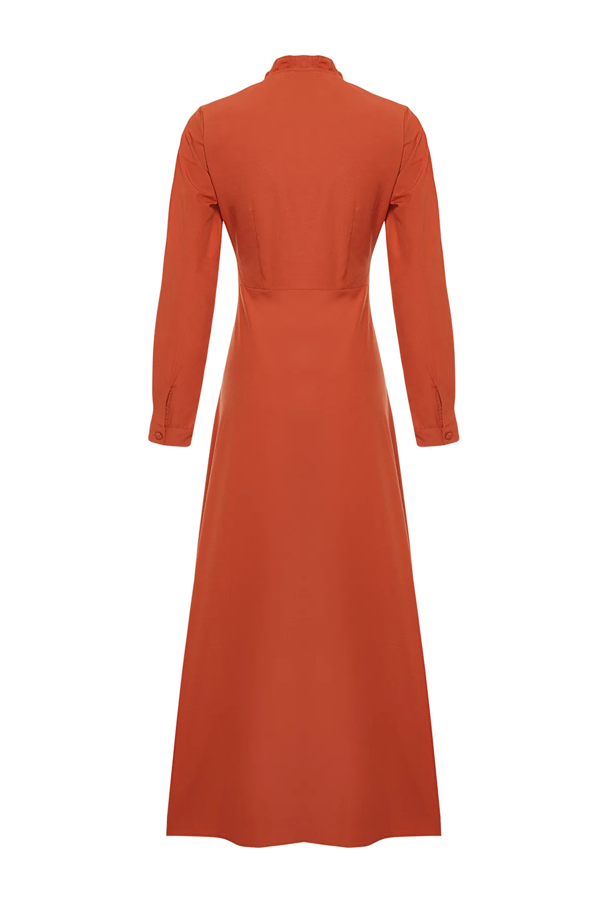 Trendyol Modest  Geknöpftes Webkleid mit Fliesenkragen und Krawatte und detailliertem Detail TCTSS24EB00149