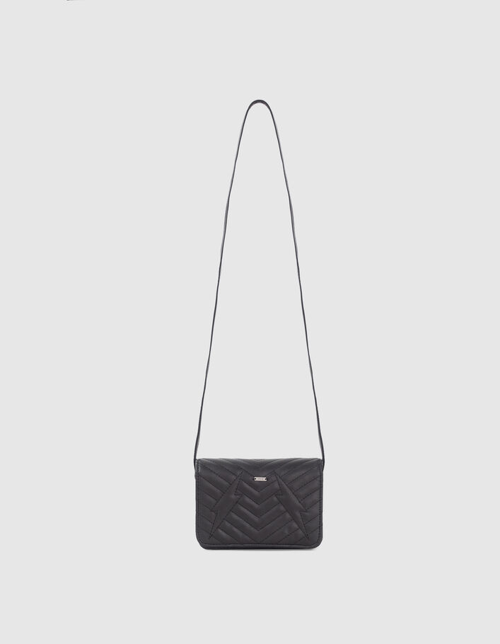 Sac à main noir matelassé chevrons et éclairs fille