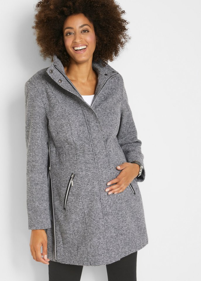Umstands-Kurzmantel / Tragejacke in Woll-Optik