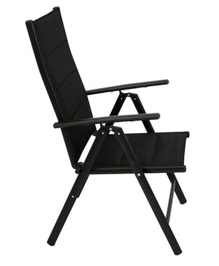 DEGAMO Gartensessel ALMERIA, klappbar, Alu anthrazit + Kunstgewebe gepolstert schwarz, wetterfest