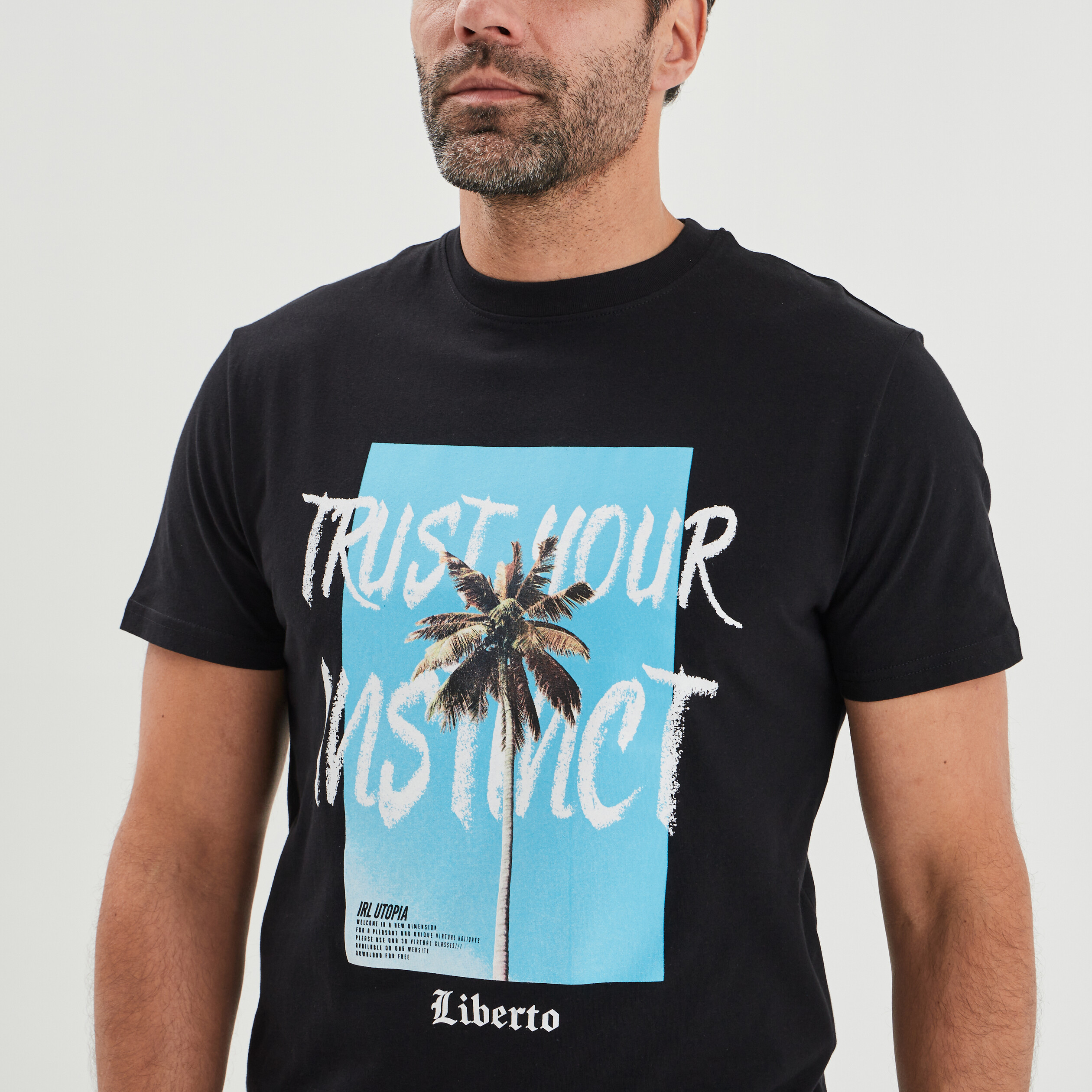 T-shirt manches courtes Liberto noir homme | La Halle