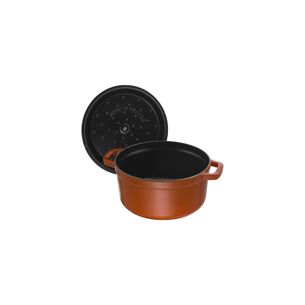 Cocotte 28 cm, rund, Zimt, Gusseisen