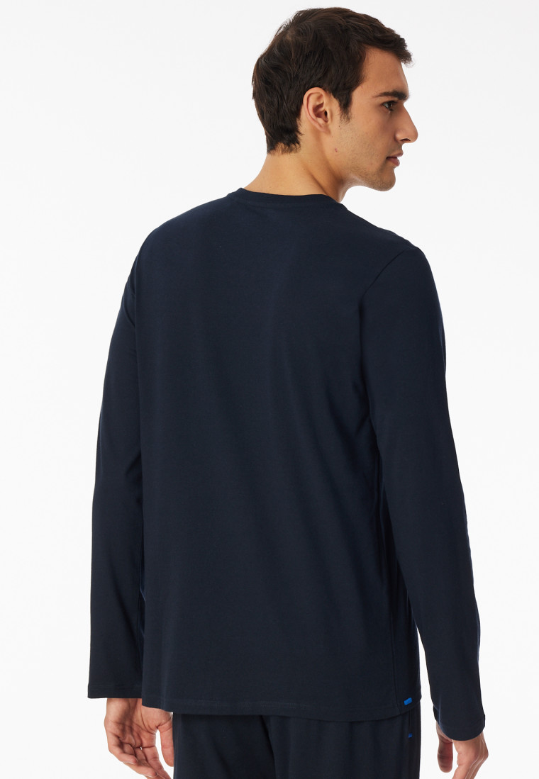 Shirt langarm Knopfleiste nachtblau - Mix+Relax