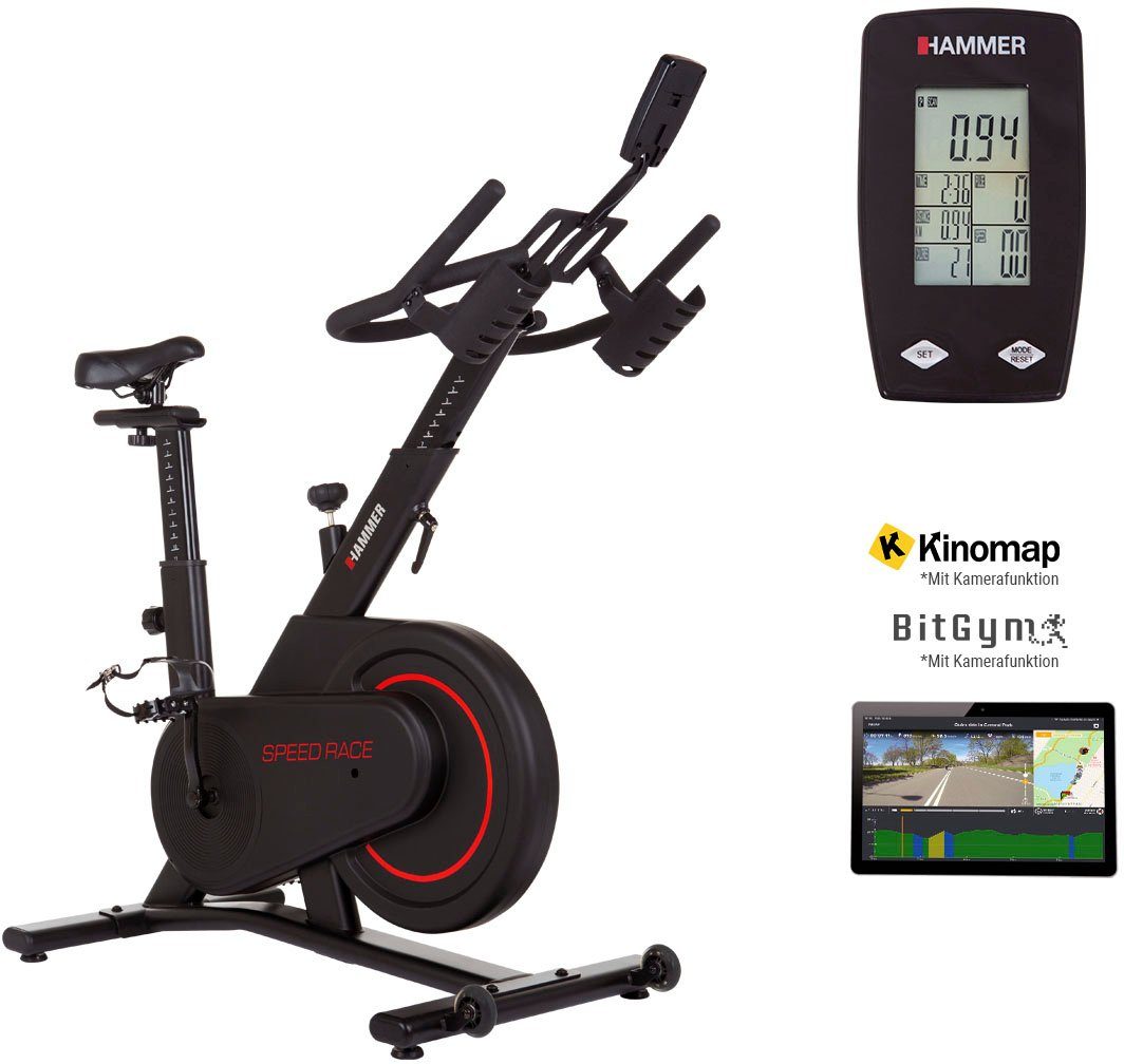 Hammer Speedbike Racer, Trainingscomputer mit LCD-Anzeige, Fitness-Apps per Smartphone/Tablet