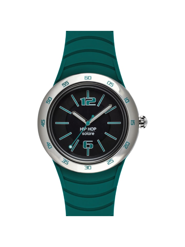 Hip Hop Analoguhr metal solare schwarz günstig kaufen 42 mm