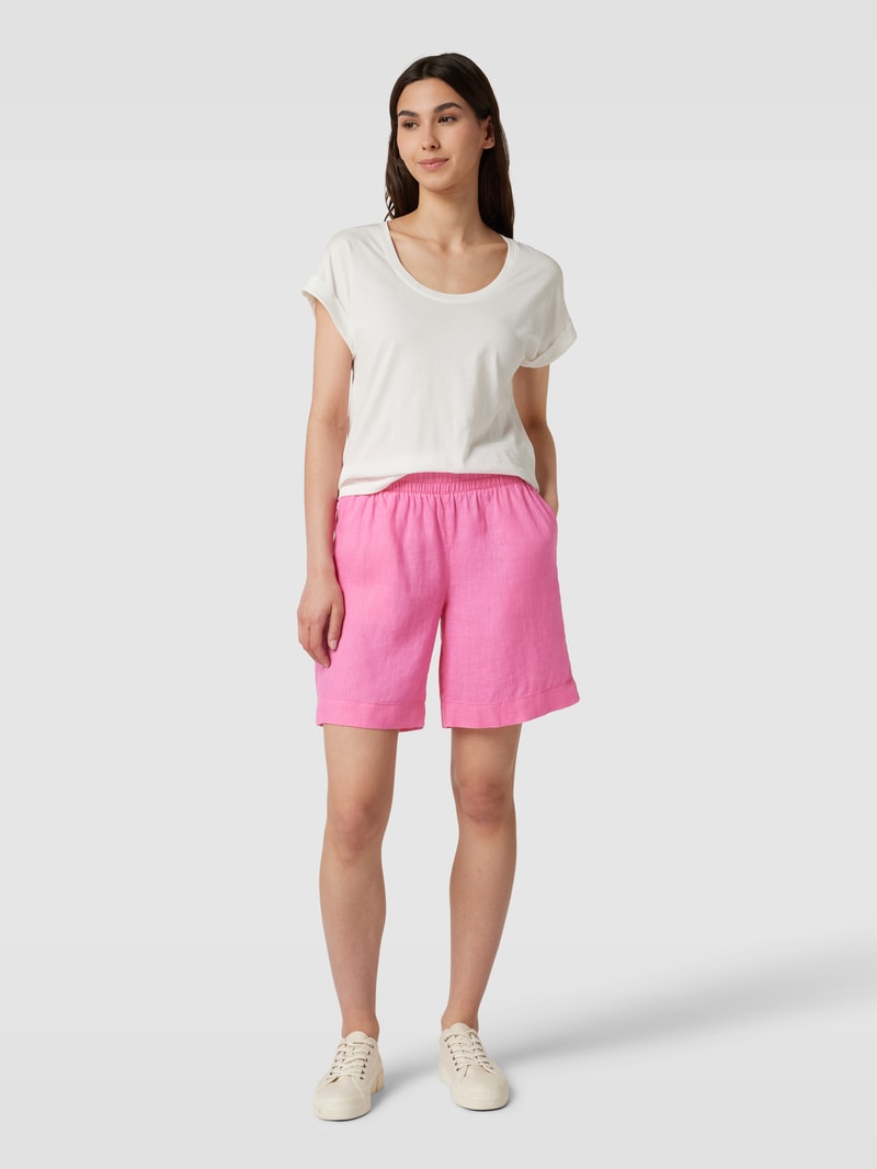 Shorts aus Leinen mit Eingrifftaschen in pink