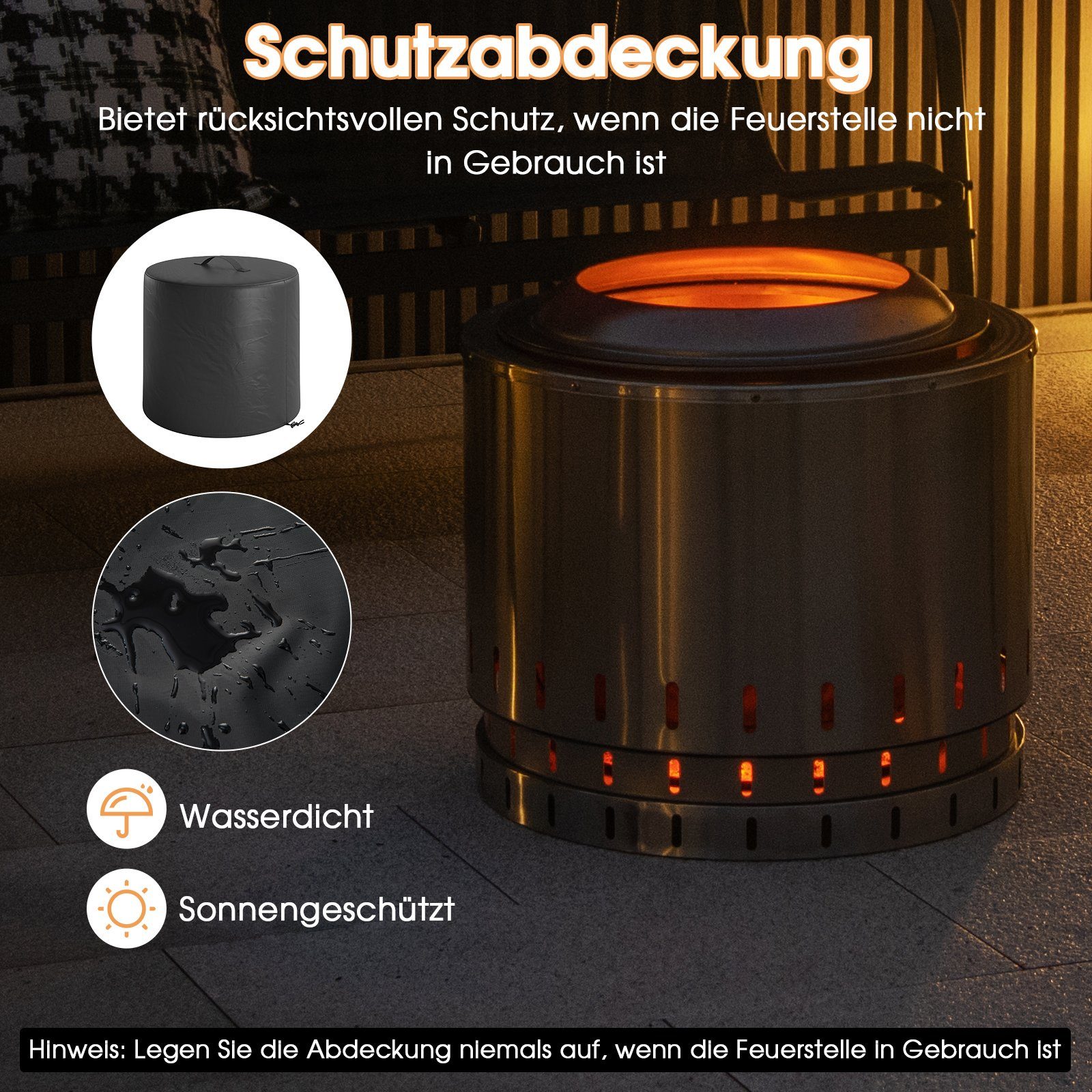 COSTWAY Feuerschale ⌀49 cm Feuerstelle, aus Edelstahl, tragbar