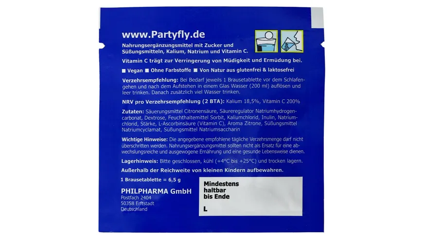 Partyfly Brausetabletten Zitronengeschmack