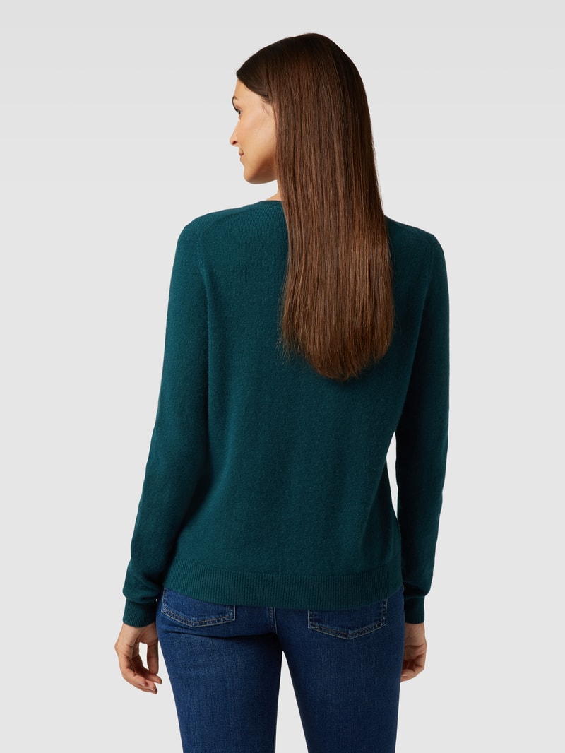 Strickjacke aus Kaschmir mit Knopfleiste in petrol