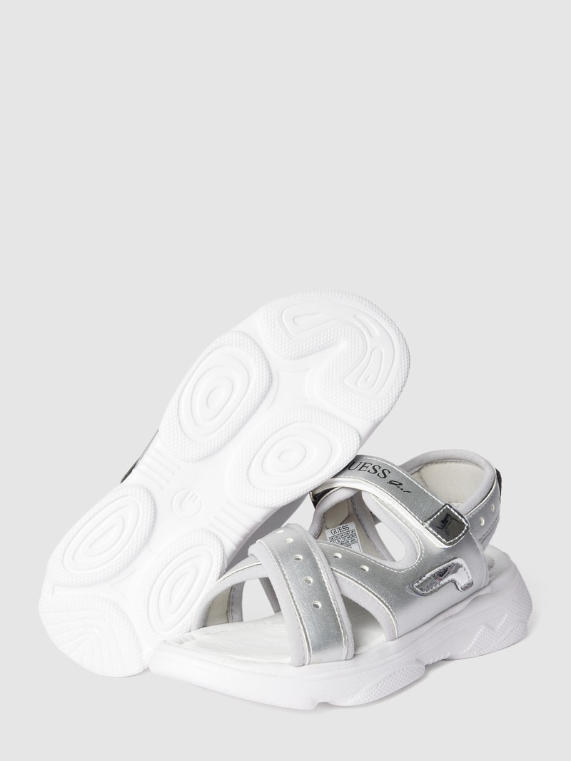 Sandalen mit Label-Print Modell 'MURIEL' in silber