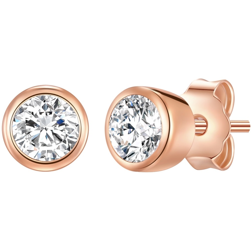 Rafaela Donata Puces d'oreilles en argent Argent sterling Oxyde de zirconium (CZ) en Or rose Boucles d'oreilles