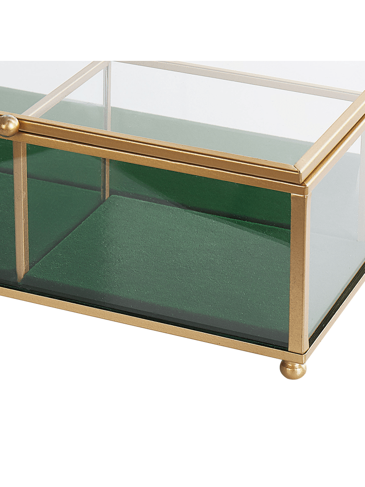 Beliani Schmuckkästchen SAINTES in Gold/Transparent/Grün - (W) 21 x (H) 8 x (L) 17 cm günstig kaufen onesize