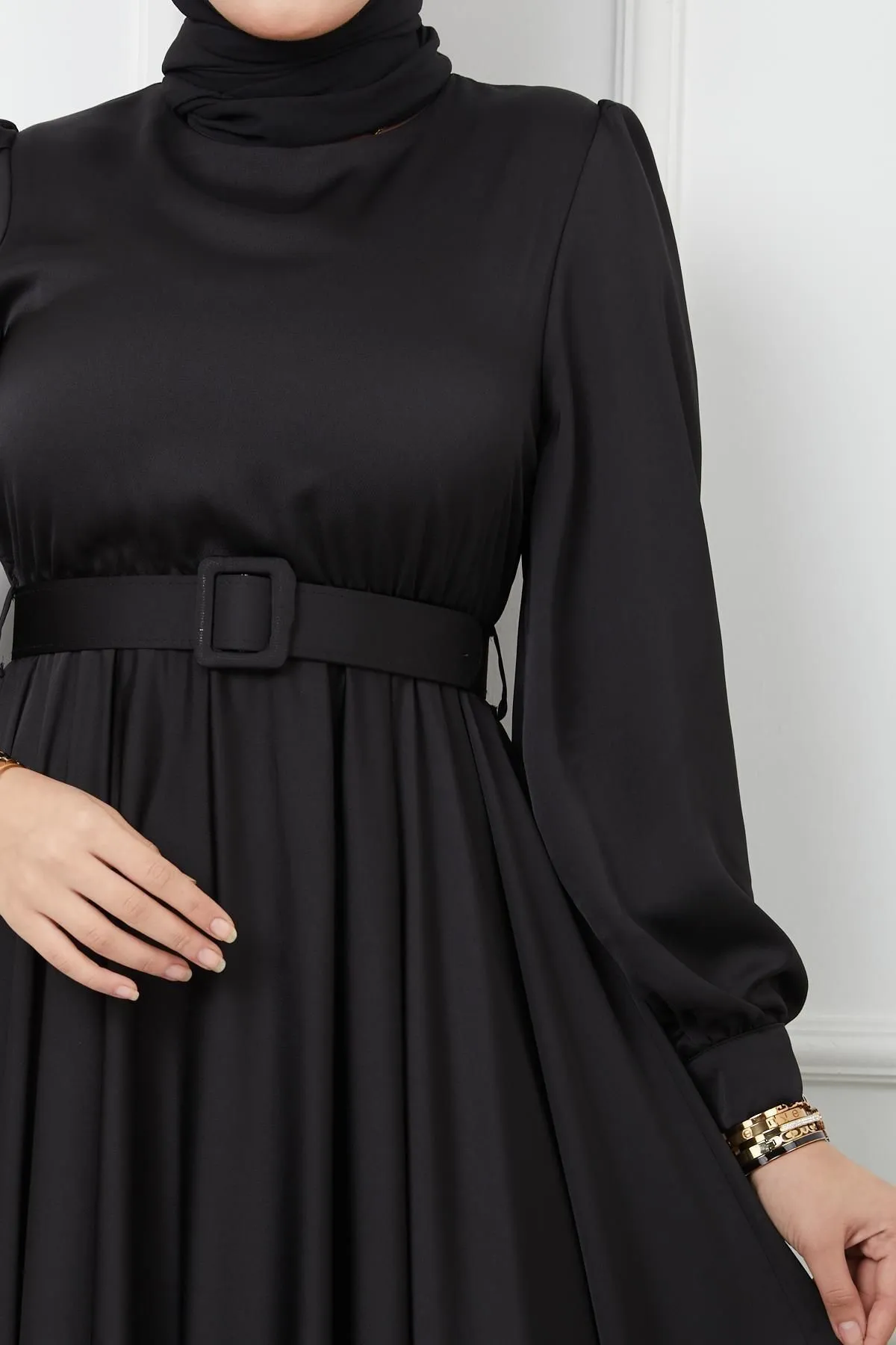 Olcay  Gürtel-Accessoire, ausgestelltes Abendkleid SCHWARZ 1602