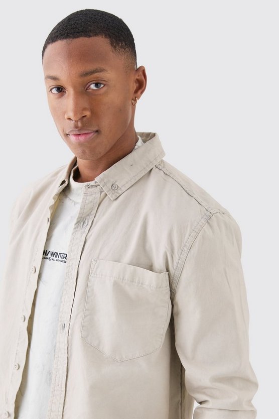 Langärmliges Twill Hemd