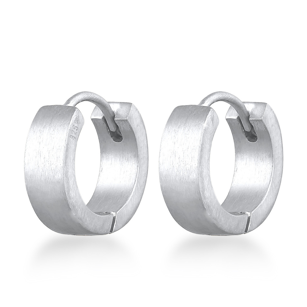 KUZZOI KUZZOI Boucles d'Oreilles Mens Creoles Matt Trend Robust en argent sterling 925 p Boucles d'oreilles