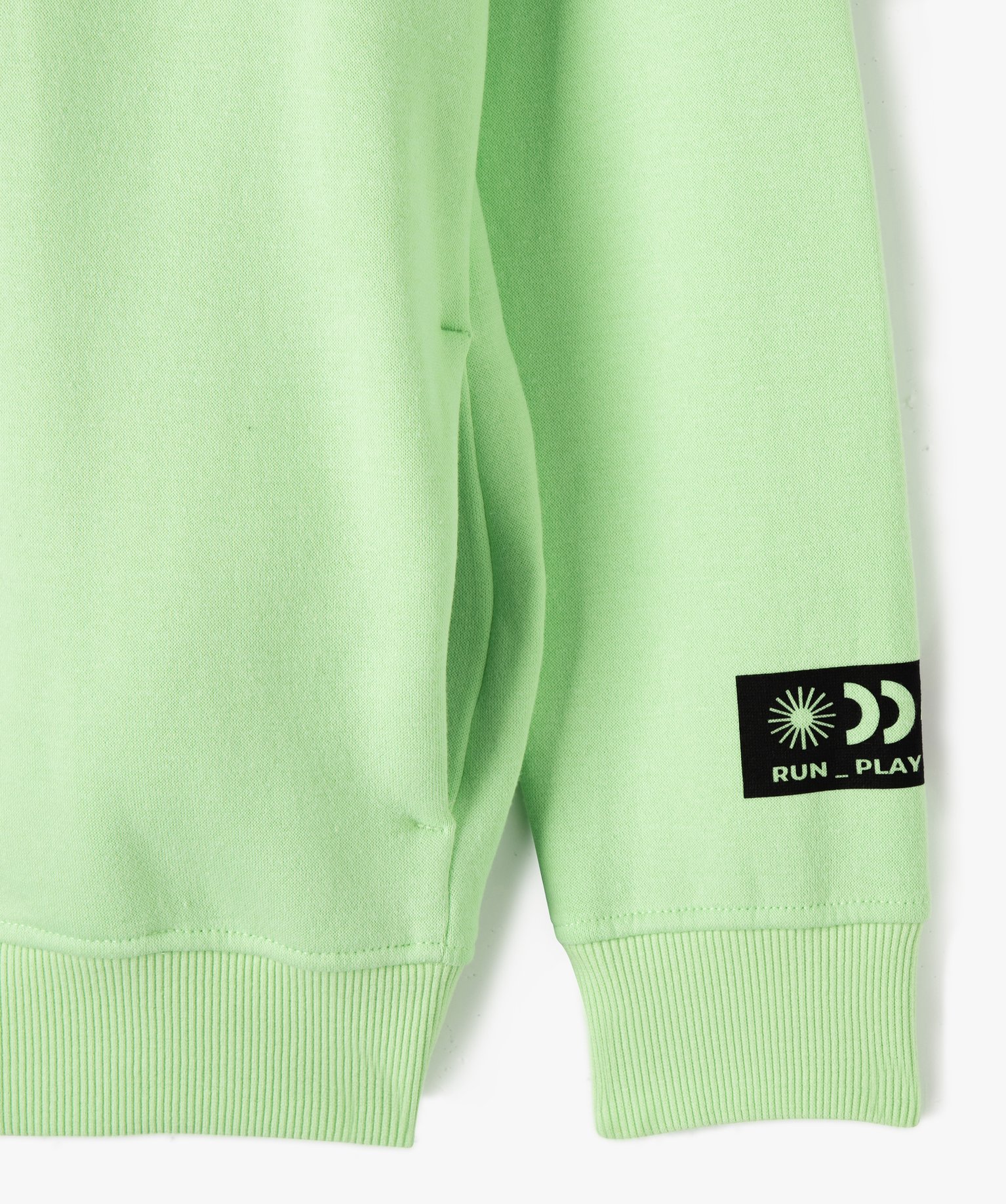 Sweat Garçon molletonné à capuche avec inscription vert | GEMO