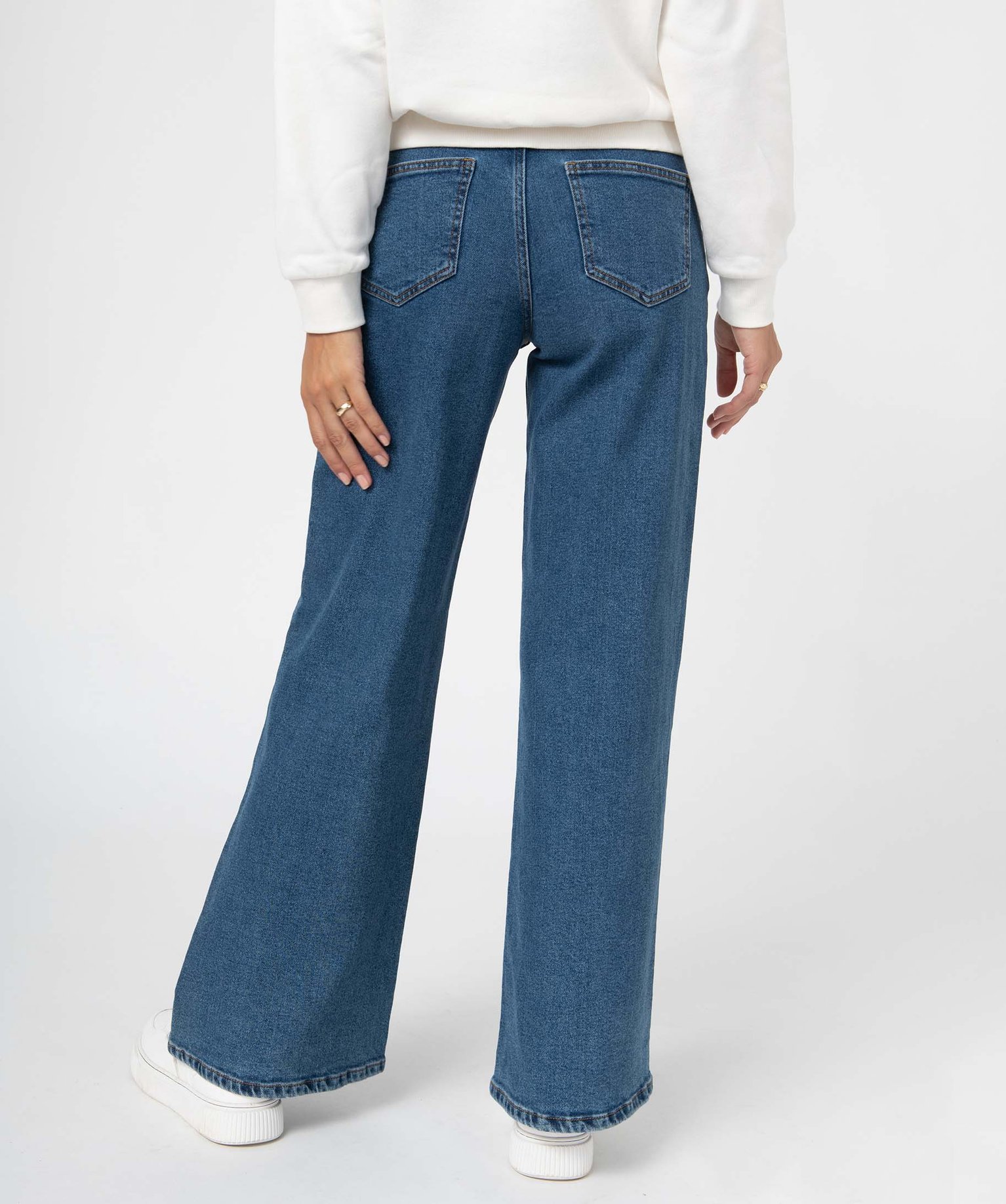 Jean femme wide leg taille haute stone | GEMO