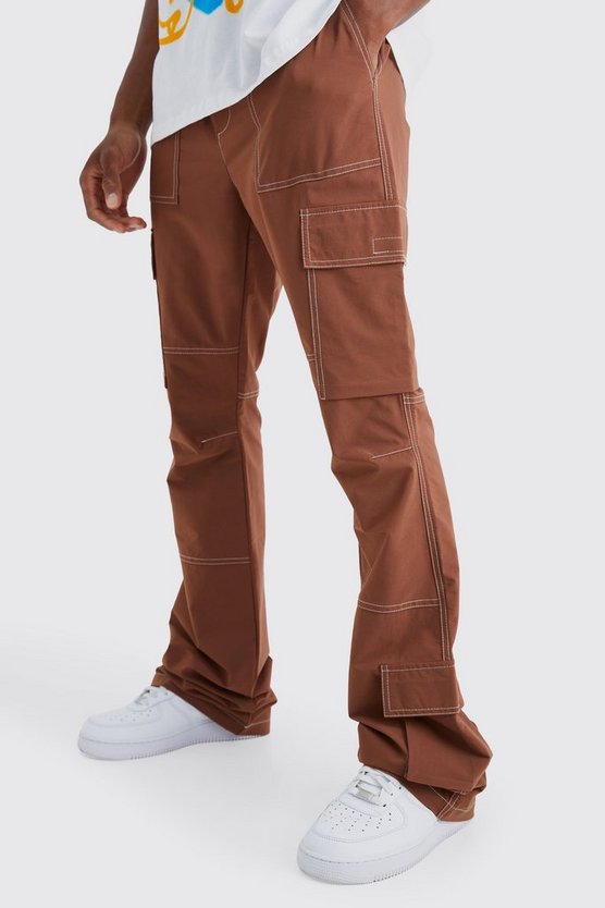 Slim-Fit Cargo-Hose mit Kontrast-Naht und elastischem Bund