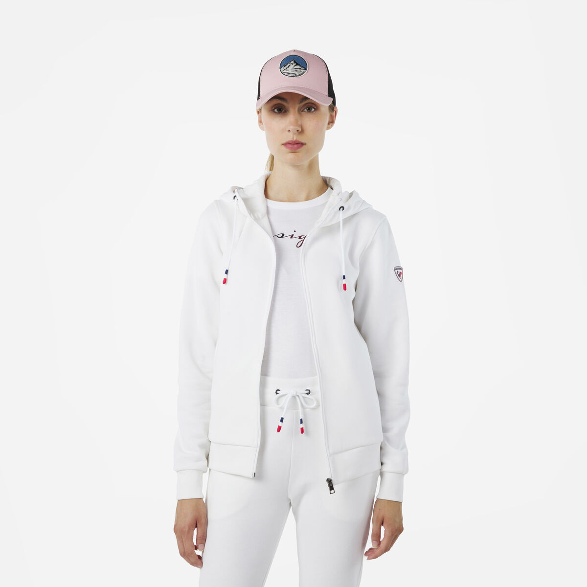 Logo Damensweatshirt mit Kapuze und durchgehendem Reißverschluss