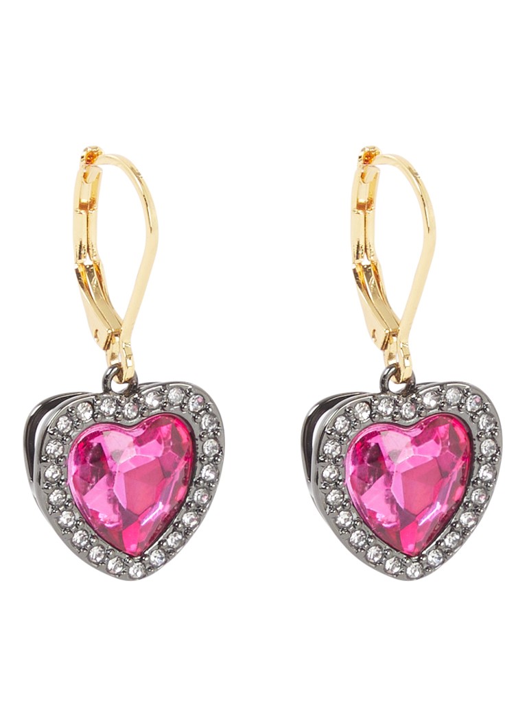 Orecchini a forma di cuore in cristallo con pietra di Kurt Geiger