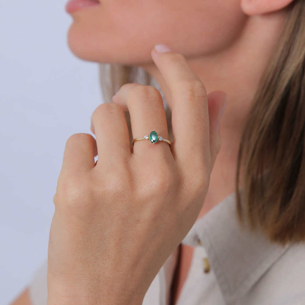 Elli Elli Bague Femmes Bande Élégant avec Cristaux de Zirconium Vert en Argent Sterlin Bague