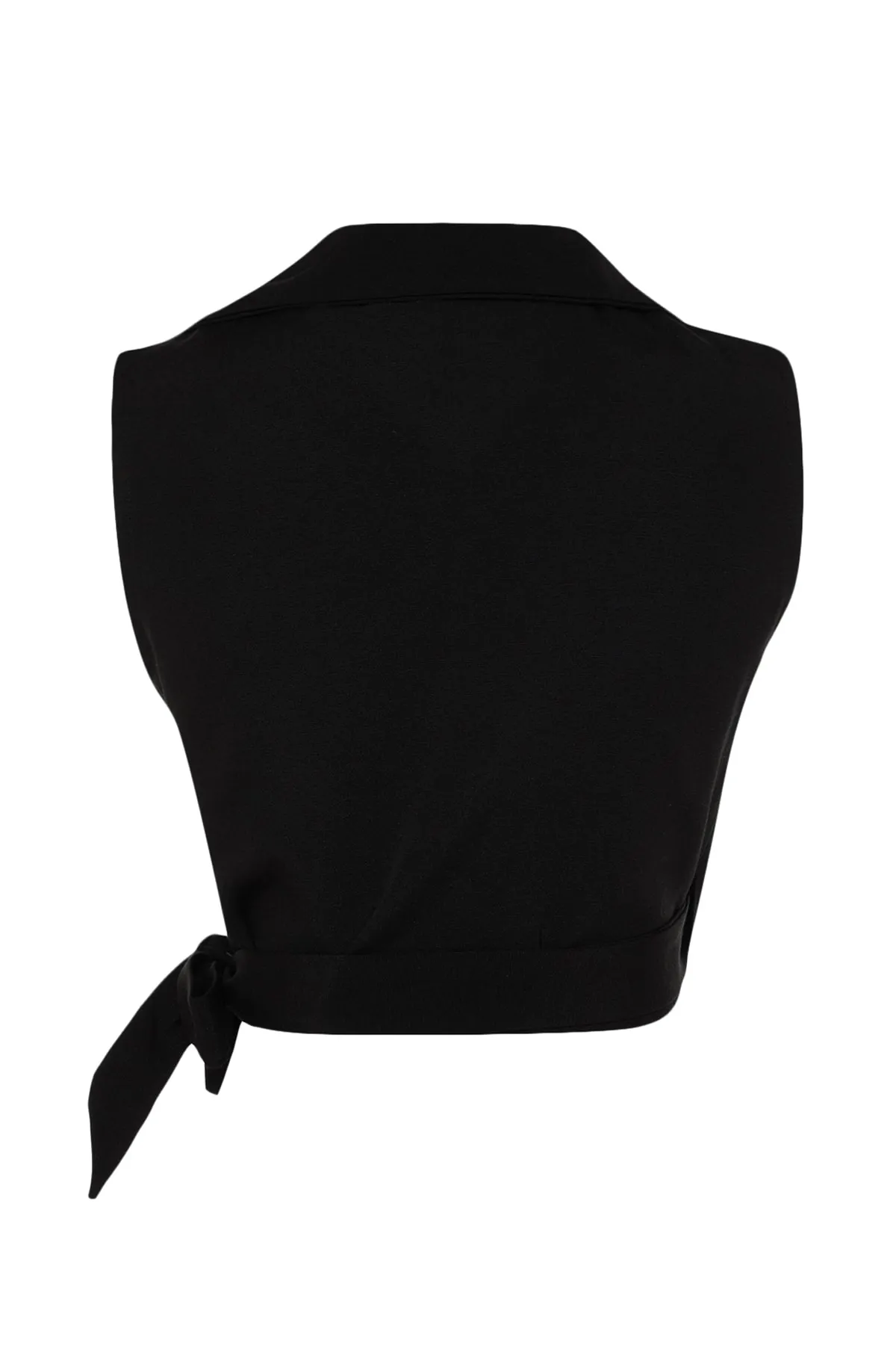 Trendyol Collection  Schwarze, gebundene Bluse in gewebter Leinenoptik TWOSS23BZ00550
