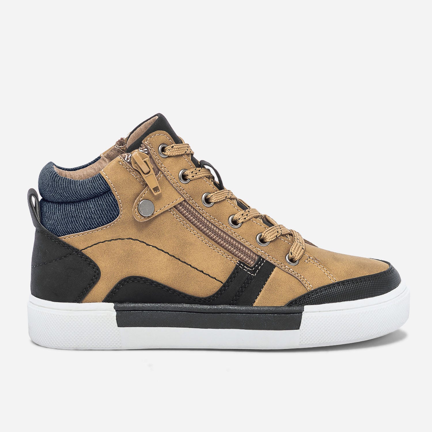 Basket ocre, noir et gris