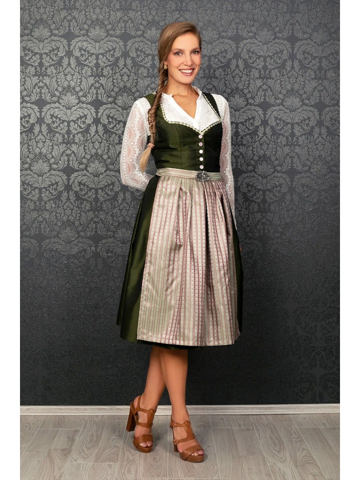 Edelnice Midi Dirndl Adele in grün, rosé günstig kaufen