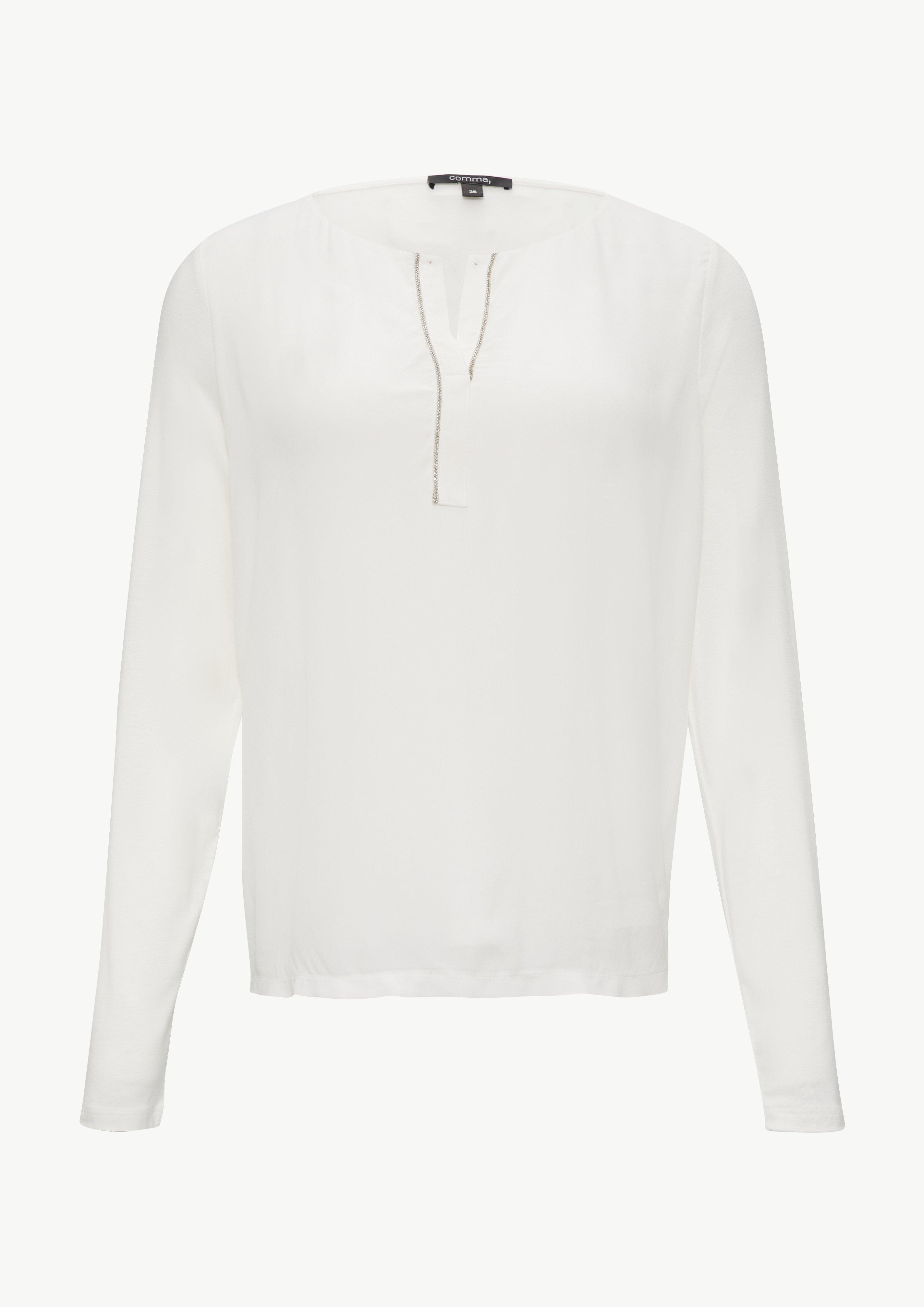 Longsleeve aus Jersey mit Ziersteinen - weiß