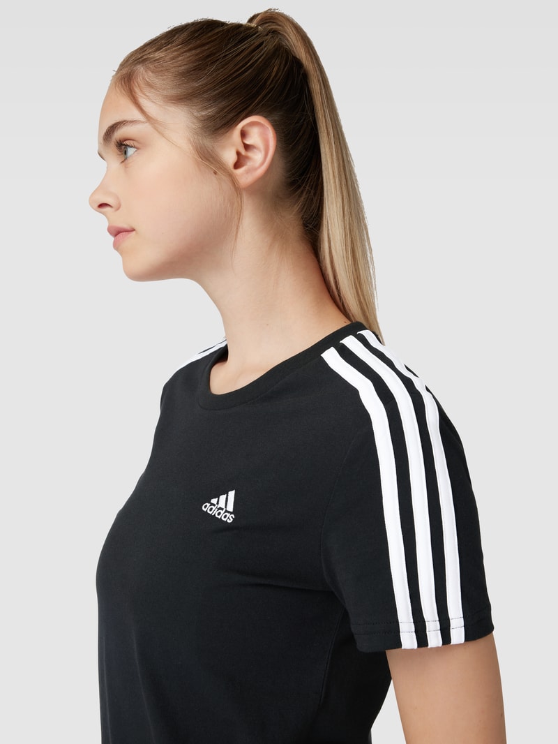 T-Shirt mit Galonstreifen in schwarz