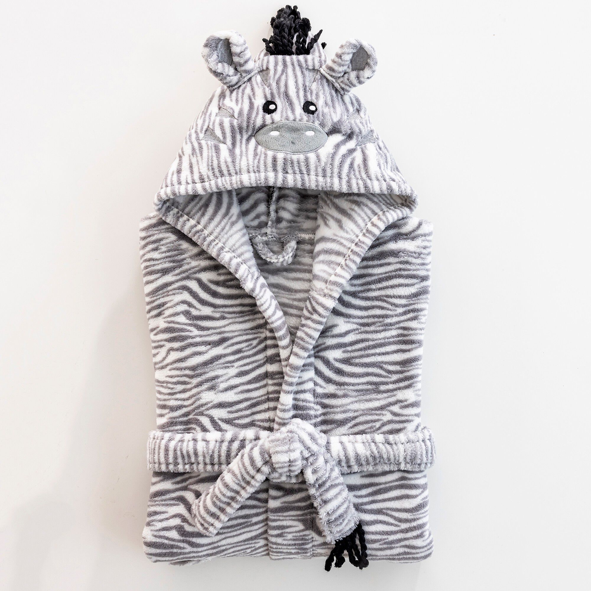 Peignoir de bain à capuche enfant zèbre microfibre toute douce