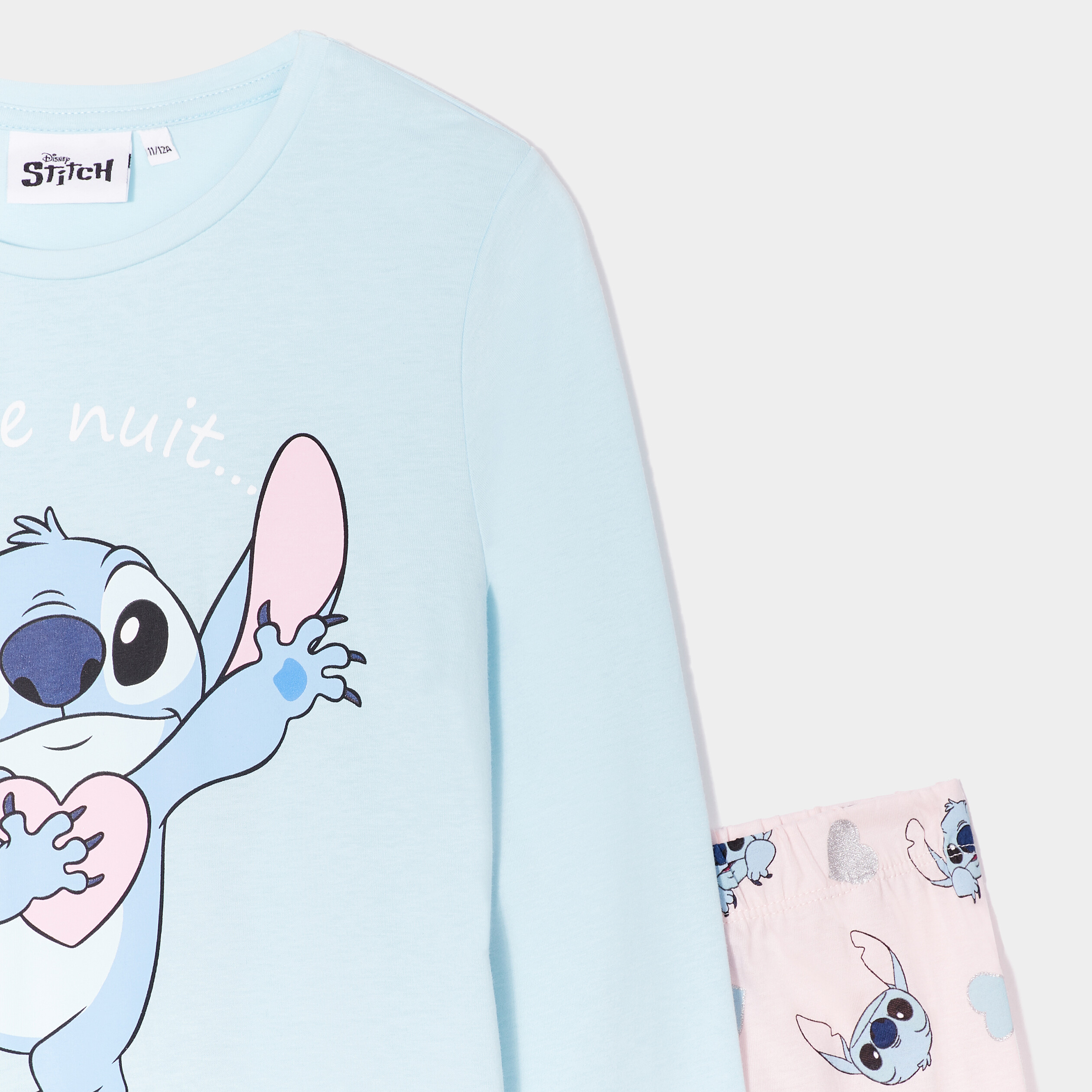Ensemble pyjama pantalon Stitch coton bleu fille | La Halle