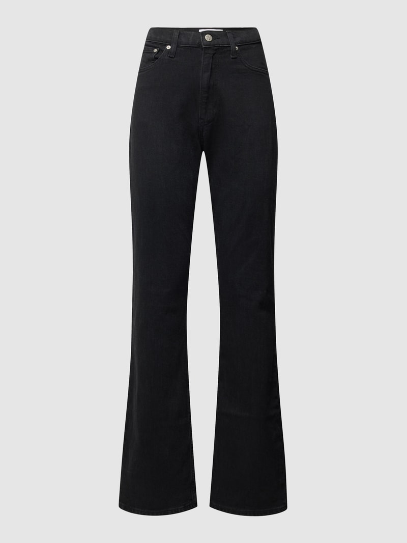 Bootcut Jeans mit Label-Details in schwarz