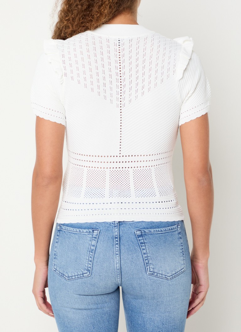 Top NIKKIE Delvine din tricot fin cu imprimeu ajurat