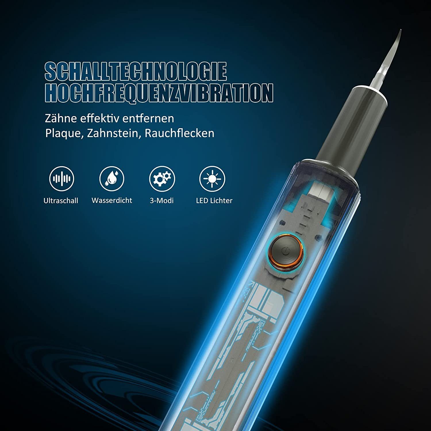 Powerwill Zahnpflege-Set Zahnreinigung Set Pro Zahnsteinentferner Ultraschall für Pflege, Zahnreinigung, Zahnsteinentferner Mensch, Tooth Cleaning Kit, von Zahn Zu Hause Elektrische Gerät zum Zahnsteinentfernen, Es gibt 4 Einstellbare Modi und 6 Aust