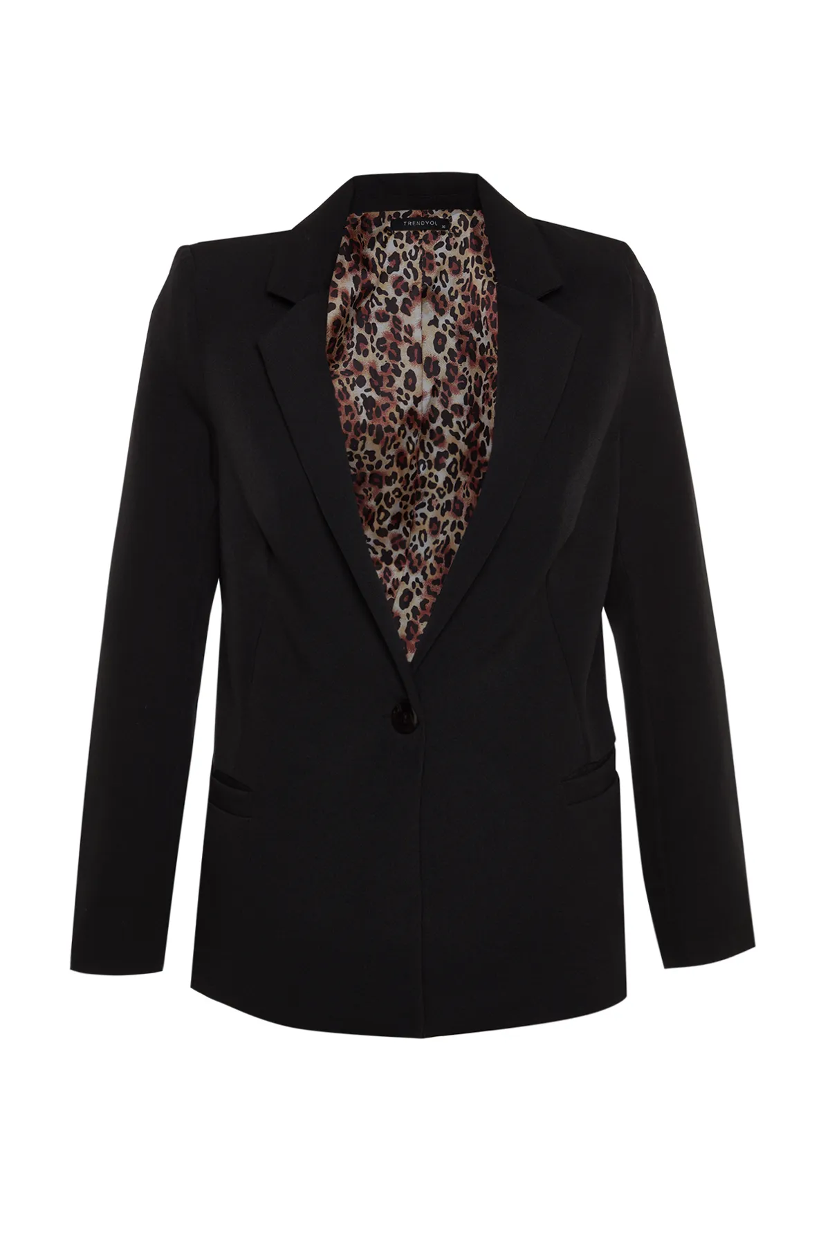 Trendyol Collection  Schwarze Blazerjacke mit normalem Futter und detailliertem Webmuster TWOAW20CE0316