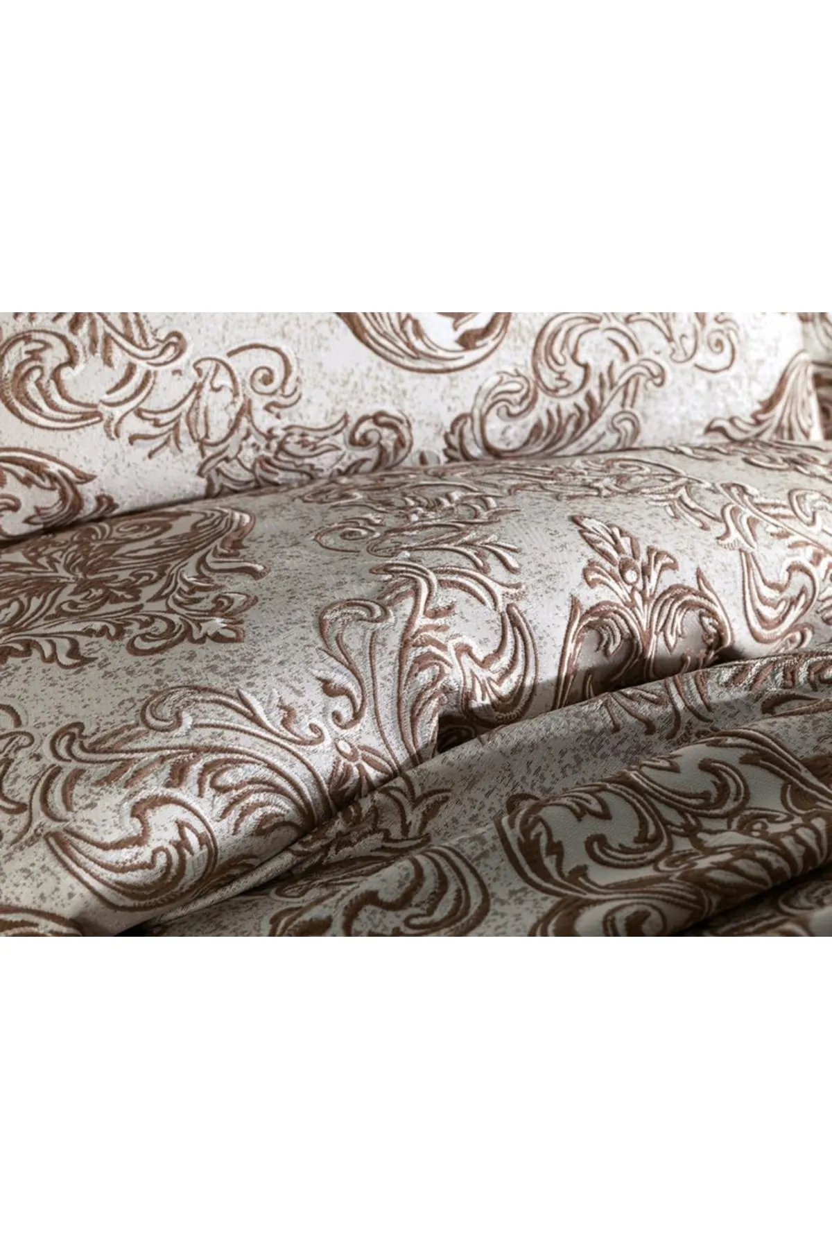 Çeyiz Diyarı  Einzel-Jacquard-Tagesdecke Sude in Braun