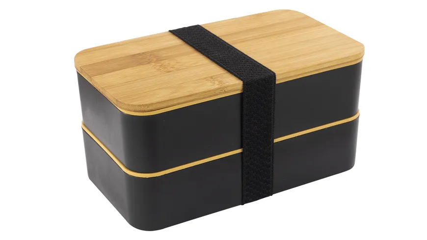 Moritz & Moritz Lunch Box  mit Besteck schwarz, Holz