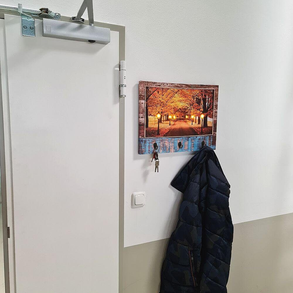 GarPet Schlüsselbrett LED Schlüsselboard Flur Leinwand Holz Schlüssel Brett Halter Garderobe