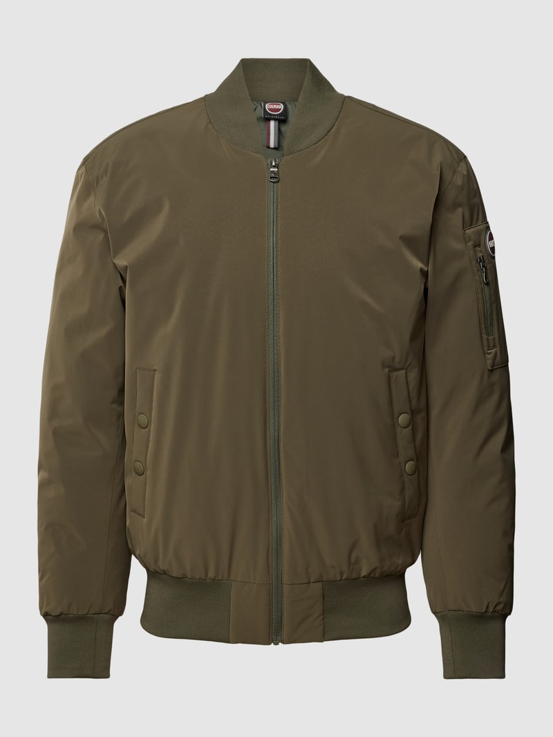 Bomberjacke mit Label-Patch in olivgrün