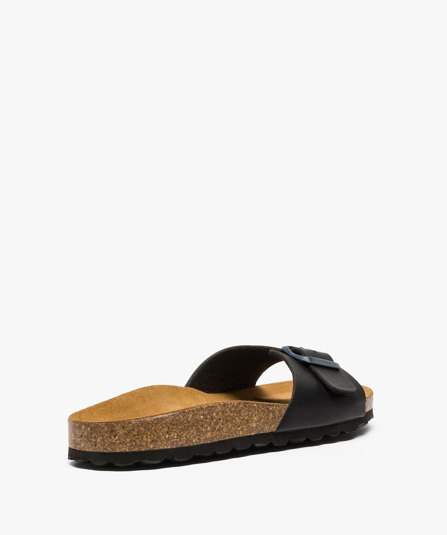 Mules femme à talon plat et large bride ajustable noir | GEMO